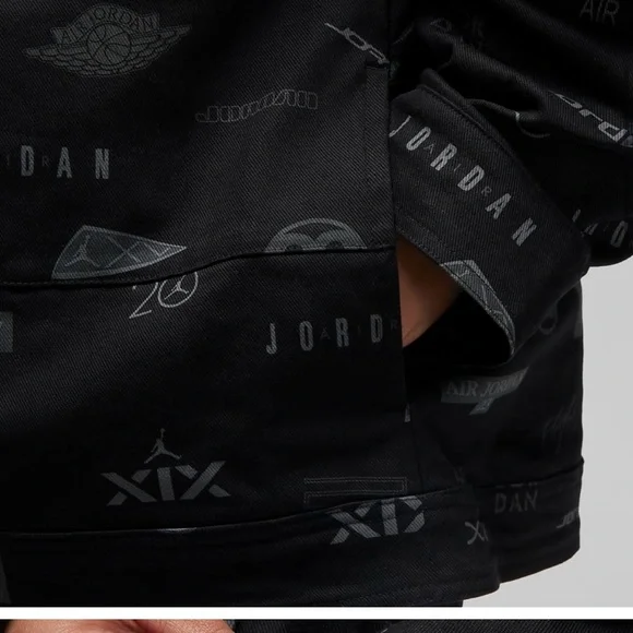 NWT Jordan Nike Heritage Black Icon Printed Cotton Twill Trucker Jacket - Picture 7 of 8